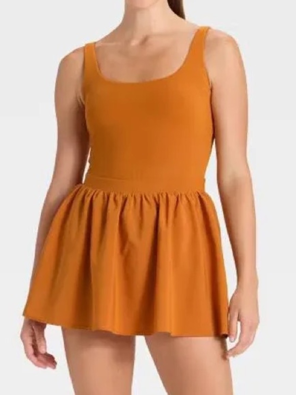 NWT Sz M JoyLab Game Day Activewear Athletic Dress built-in Shorts Rust Orange - Picture 2 of 12